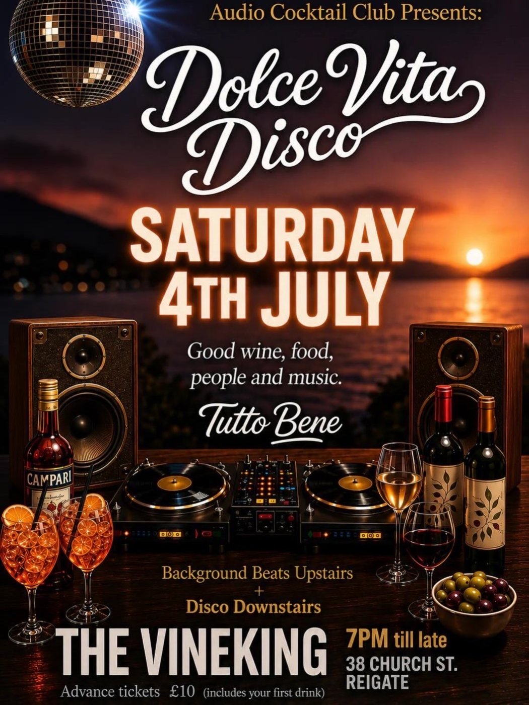 Flyer for July Dolce Vita Disco